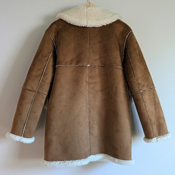 NWT Aritzia Wilfred Free Brown Faux Suede Catrina sherpa jacket Size XS - Picture 13 of 15